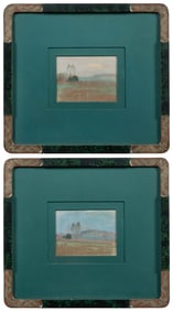 Two Landscapes. Not dated. Pastel on paper. Initialed W. C....