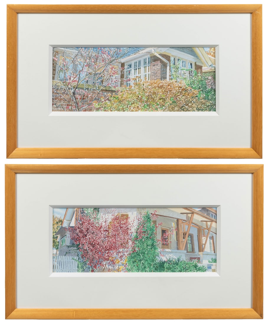 JAECKS, Joel (American, 1958 – ). “Brick Sunporch” and “The...: JAECKS, Joel (American, 1958 – ). “Brick Sunporch” and “The Dodds,” two. 1992. Watercolor on paper. Each inscribed with the artist’s name, titles, date, and medium