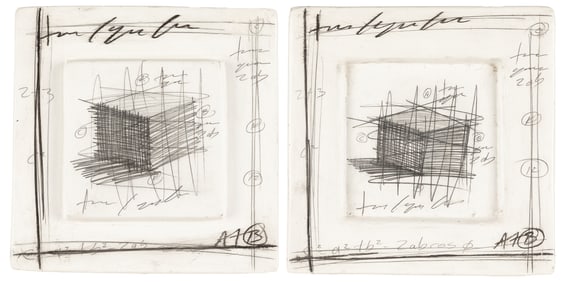 ZATARAIN, Yuri (Mexican, 1972 – ). Pair of Square Ceramic P...