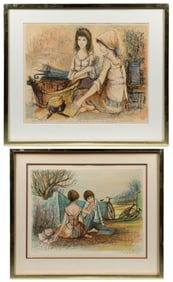 LALANDE, Jacques (French, 1921 - 2003). Pair of lithographs...