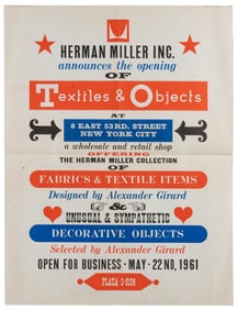 GIRARD, Alexander (1907–1993). Textiles & Objects. Herman M...