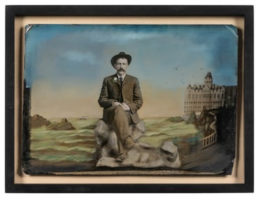 [EARLY PHOTOGRAPHY]. Large Hand Colored Tintype. Ca. 19th c...