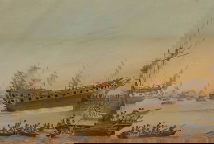 ATKINS, Samuel (British, 1760-1808). Untitled. (Launch of a...