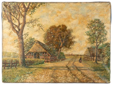 [UNKNOWN ARTIST]. Rural Scene with Two Figures. Illegibly s...