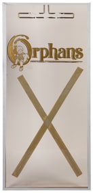 Orphans Glass Window or Door Sign. Ca. 1980s. Gold paint on...