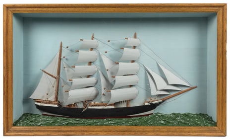 Large Sailboat “Meta” Diorama. 20th Century. Mixed media. O...
