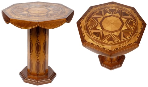 Parquetry/Marquetry Table with Heart Pattern and a Hexagona...