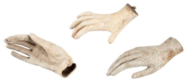 Three Hands. Mixed media. Three hands in various gestures. ...