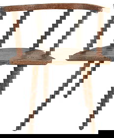 Primitive Folk Chair. Painted wood. Age-related wear, crack...: Primitive Folk Chair. Painted wood. Age-related wear, cracking in wood, abrasions, and paint worn. Half-moon shape. 29 ½ x 23 ½ x 15 ½”.