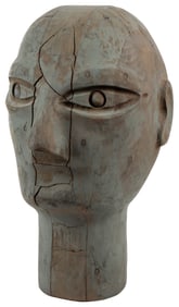 Carnival Head. Ca 20th century. Carved and painted wooden h...