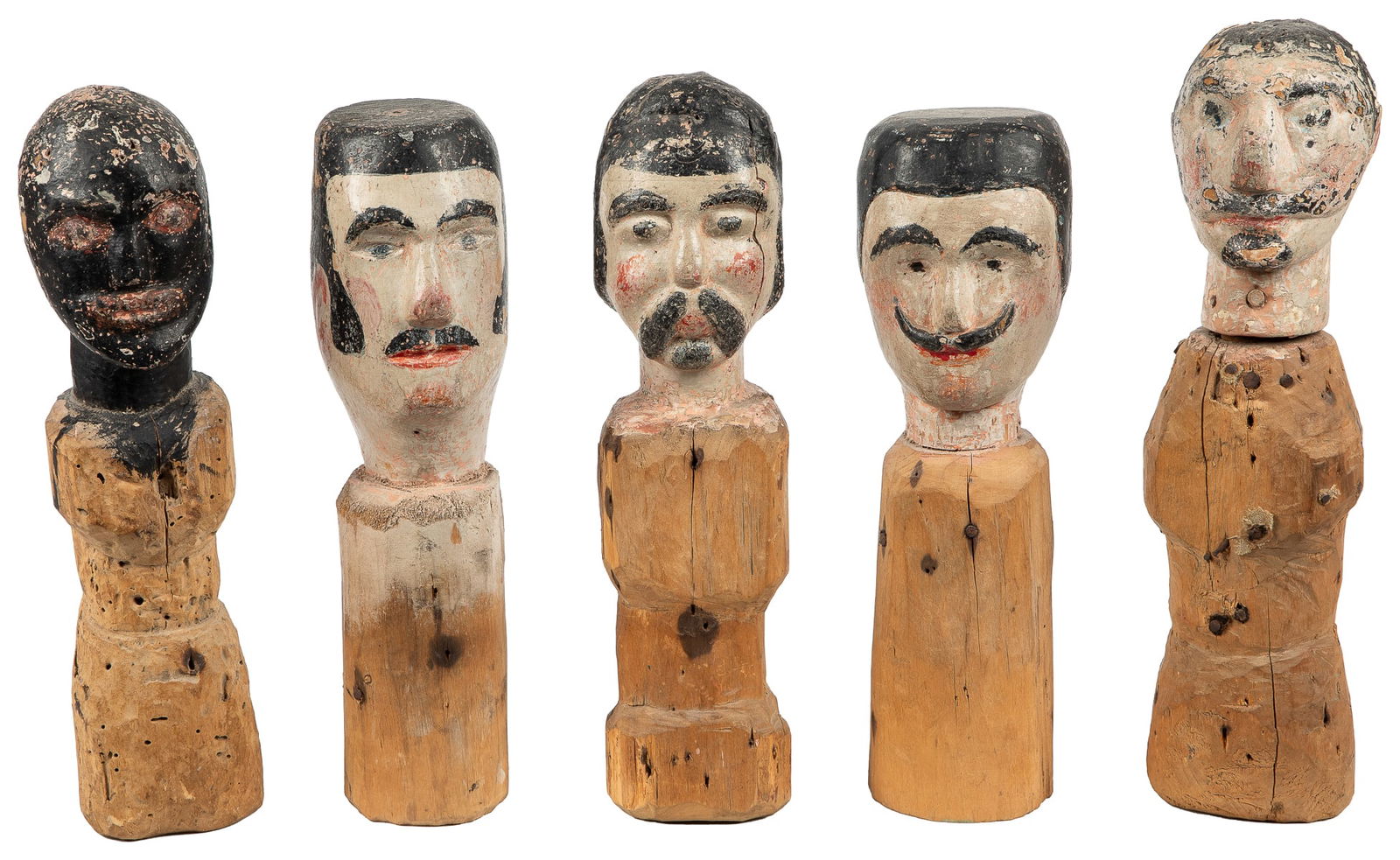 [FOLK ART]. Wooden Puppet Figures, five. Hand painted and c... (1 of 2)