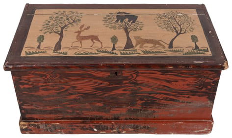 Folk Chest with Woodland Scene. Lid with woodland scene fea...