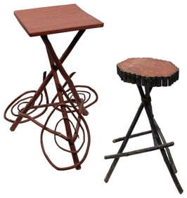 Triple Spiral Twig Table and Rustic Twig Table. (American, ...