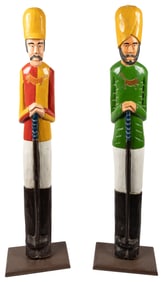 [POLO]. Pair of Modern Hand-Carved and Painted Statues of I...