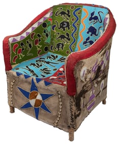 Yoruba Beaded Chair. (Nigerian, Late 20th century). Glass b...
