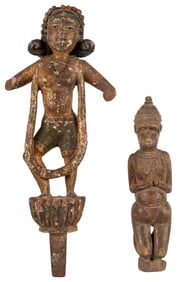 [ETHNOGRAPHIC] Pair of Wooden Figural Sculptures. Ca. 19th ...
