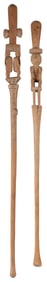 [ETHNOGRAPHIC] Pair of Carved Figural Wooden Walking Sticks...