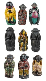 Collection of Nine Vintage Oaxacan Mezcal Monkeys. Ceramic ...