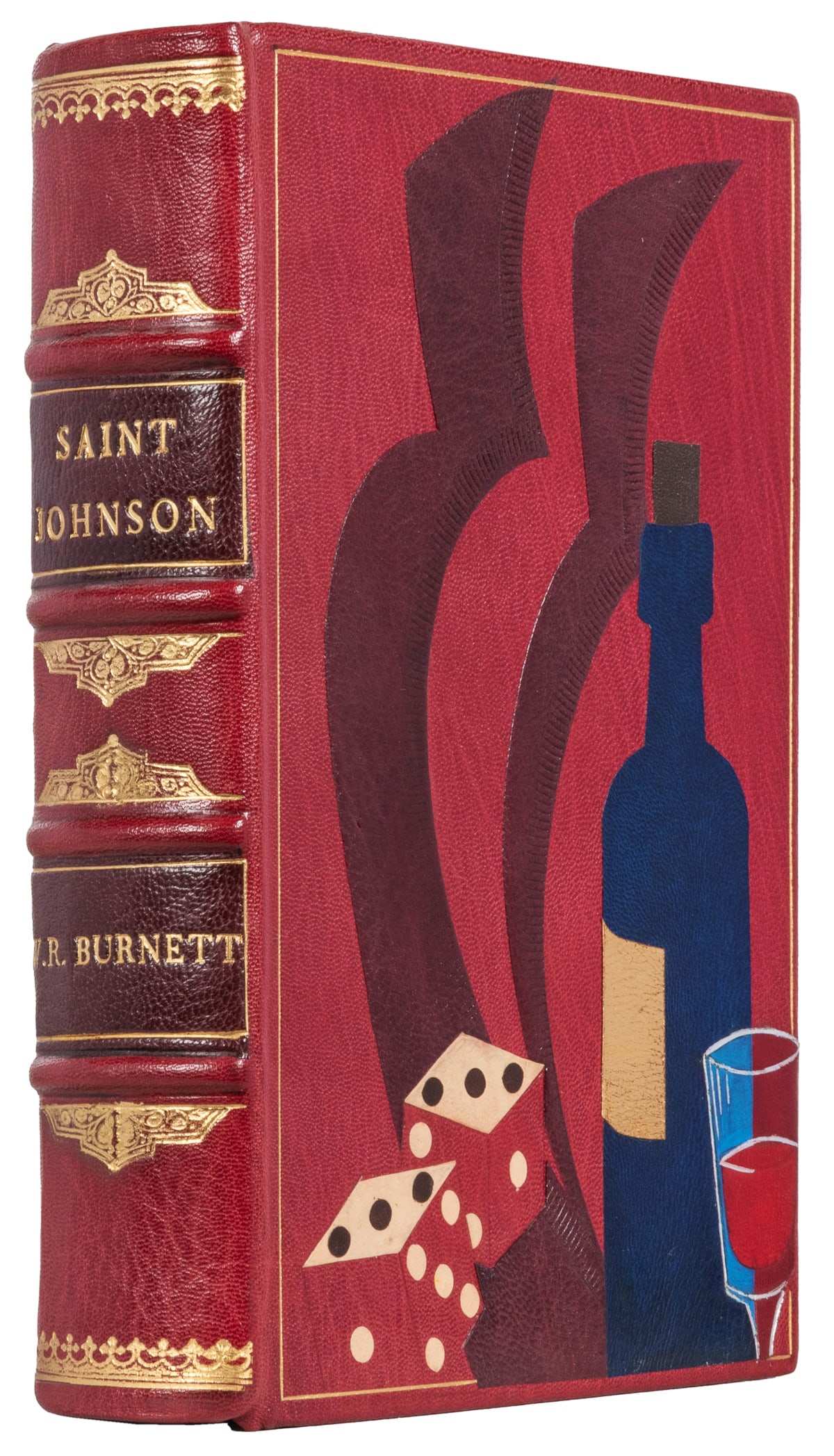 [FINELY-BOUND MODERN FIRSTS]. BURNETT, W. R. Saint Johnson....: [FINELY-BOUND MODERN FIRSTS]. BURNETT, W. R. Saint Johnson. New York: Lincoln Mac Veagh The Dial Press, 1930. 8vo. 305 pp. Beautifully bound by H & H Bindery in full burgundy levant morocco, front boa