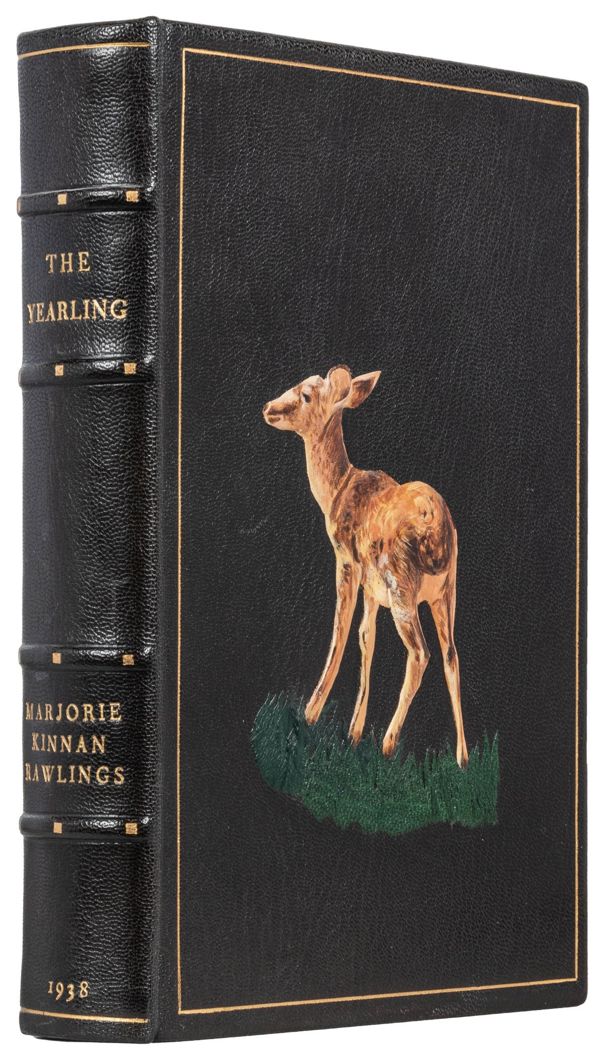 [FINELY-BOUND MODERN FIRSTS]. RAWLINGS, Marjorie Kinnan. Th...: [FINELY-BOUND MODERN FIRSTS]. RAWLINGS, Marjorie Kinnan. The Yearling. New York: Charles Scribner’s Sons, 1938. 8vo. Illustrated by Edward Shenton. 428 pp. Beautifully bound in a modern art bind