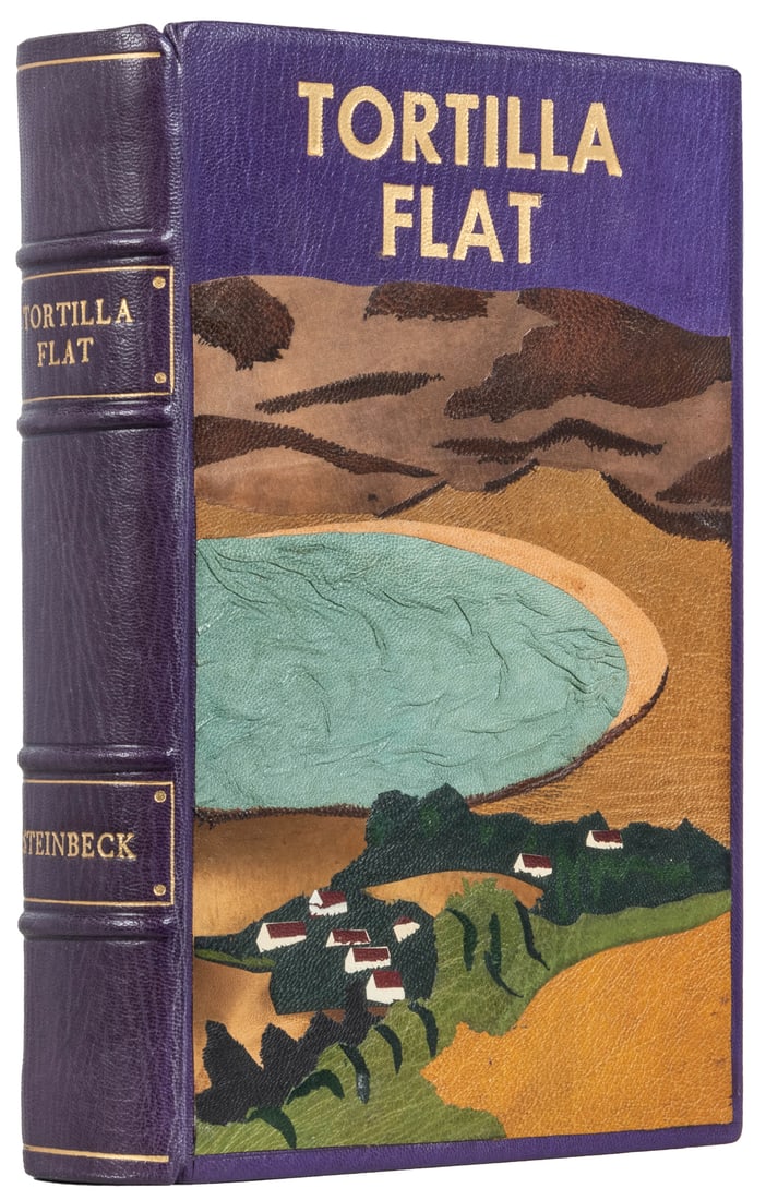 [FINELY-BOUND MODERN FIRSTS]. STEINBECK, John. Tortilla Fla...: [FINELY-BOUND MODERN FIRSTS]. STEINBECK, John. Tortilla Flat. Illustrated by Ruth Gannett. New York: Covici-Friede, [1935]. 8vo. [317] pp. Beautifully bound in a modern art binding by H & H Bindery in