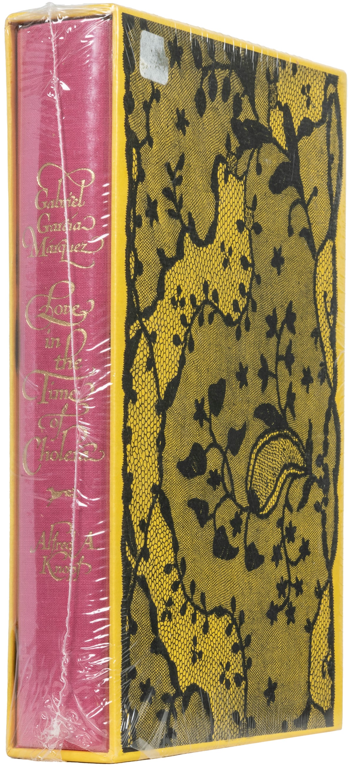 GARCIA-MARQUEZ, Gabriel. Love in the Time of Cholera. New Y...: GARCIA-MARQUEZ, Gabriel. Love in the Time of Cholera. New York: Alfred A. Knopf, 1988. 8vo. Publisher’s deluxe binding of full pink cloth, gilt, publisher’s pictorial slipcase, sealed in p
