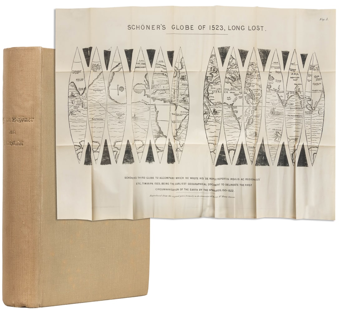 [GLOBES]. SCHONER, Johann. Johann Schoner. Professor of Mat...: [GLOBES]. SCHONER, Johann. Johann Schoner. Professor of Mathematics at Nuremberg. A Reproduction of His Globe of 1523 Long Lost… With New Translations and Notes on the Globe by Henry Stevens of