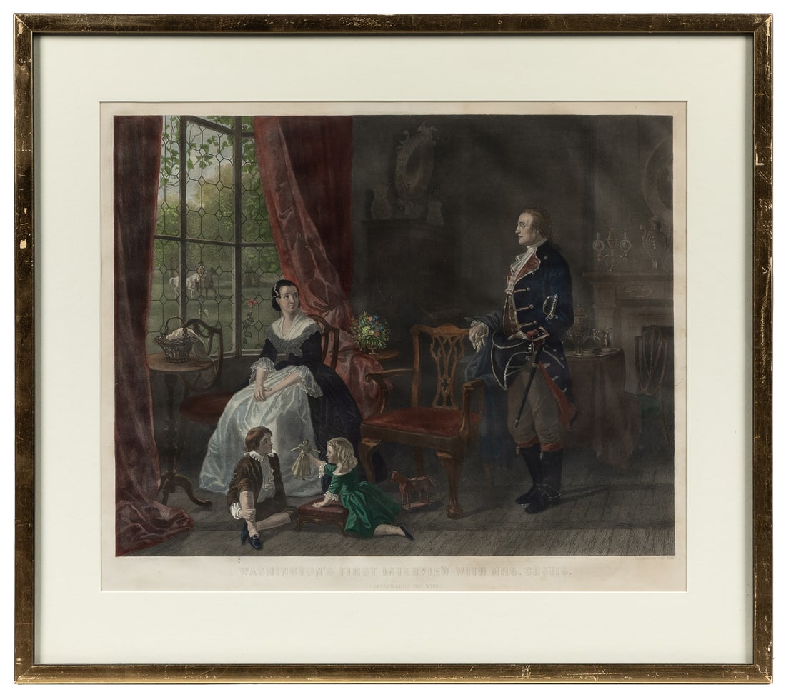 [MAPS AND PRINTS]. [WASHINGTON, George (1732-1799), and WAS...: [MAPS AND PRINTS]. [WASHINGTON, George (1732-1799), and WASHINGTON (CUSTIS), Martha (1731-1802), subjects]. [EHNINGER, J. W. (1827-1889), artist]. ”Washington’s First Interv