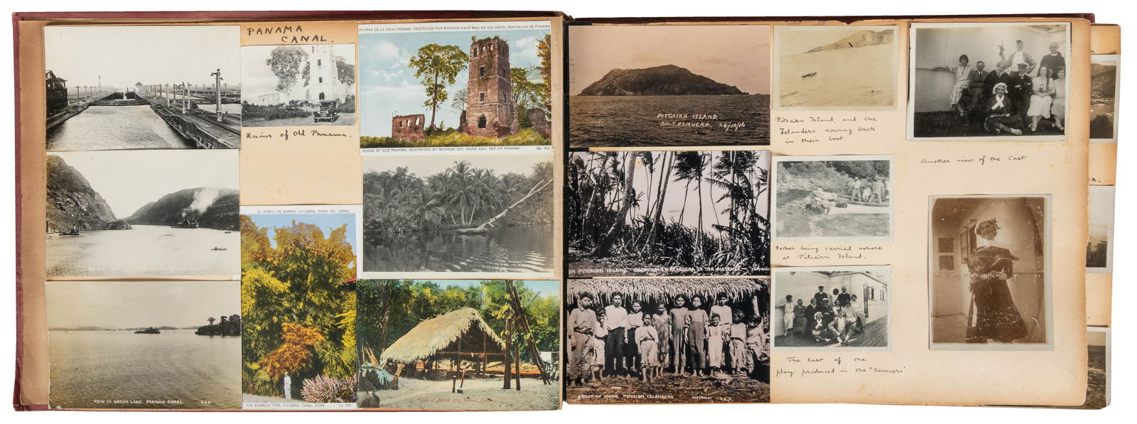 [PHOTOGRAPHY]. [VOYAGES AND TRAVELS]. ”First Trip” Photo Al...: [PHOTOGRAPHY]. [VOYAGES AND TRAVELS]. ”First Trip” Photo Album / Scrap Book of Travels in Australia, Pitcairn Island, Tasmania, India, Kashmir, Malay, and more. [V.p.:] Jan 1924