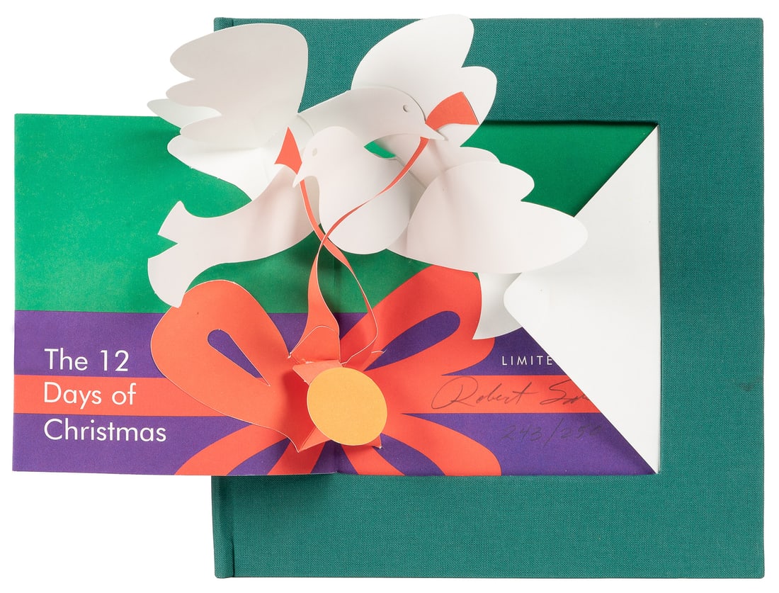[POP-UPS]. [SABUDA, Robert, illustrator and designer]. The ...: [POP-UPS]. [SABUDA, Robert, illustrator and designer]. The 12 Days of Christmas. [New York: Little Simon, 1996]. Small 4to. Publisher’s deluxe binding of full green cloth, spine lettered in silv