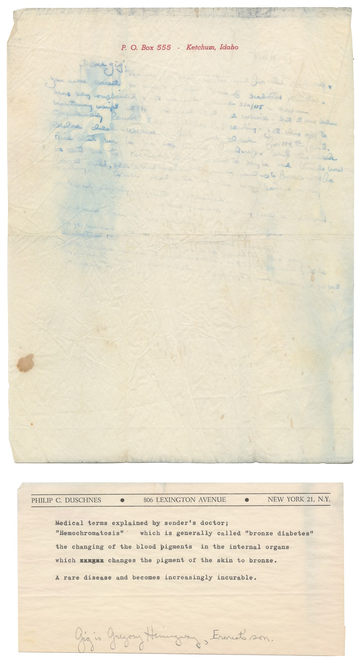 HEMINGWAY, Ernest (1899-1961). Autograph Letter to His Son,... (1 of 1)