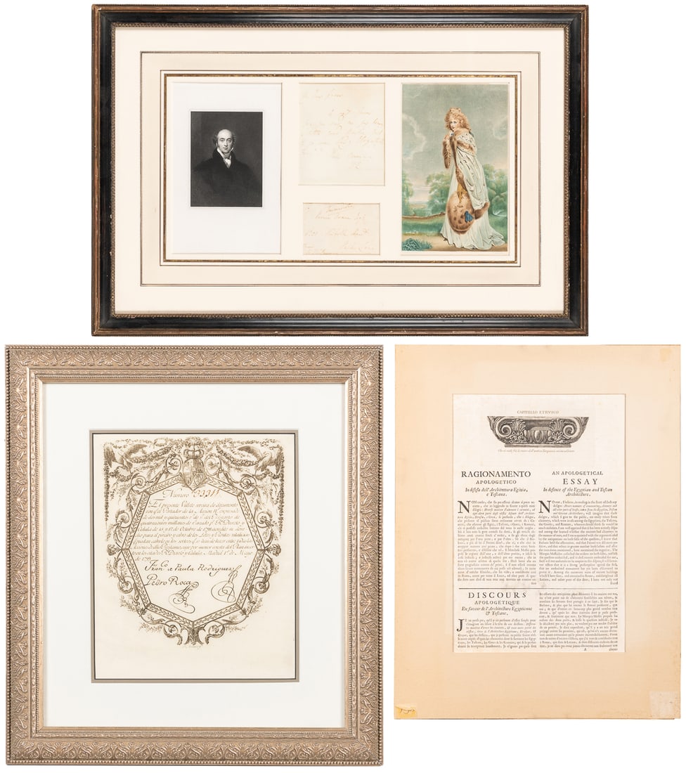 Group of Two Autograph Items, plus a Text Leaf from Piranes... (1 of 4)