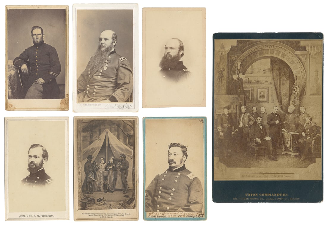 [CIVIL WAR]. Six CDVs and a cabinet card of generals and a ... (1 of 1)
