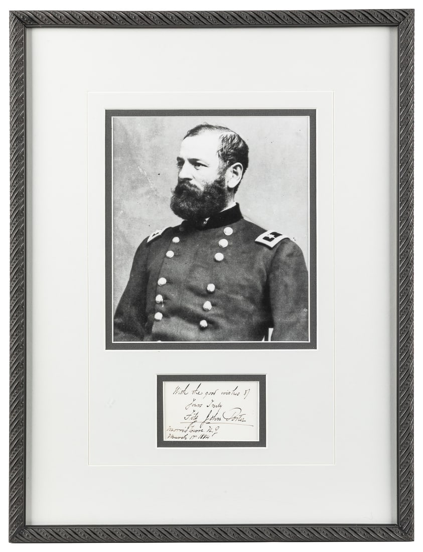 PORTER, Fitz John (1822 – 1901). Signed card. Ink signature... (1 of 1)