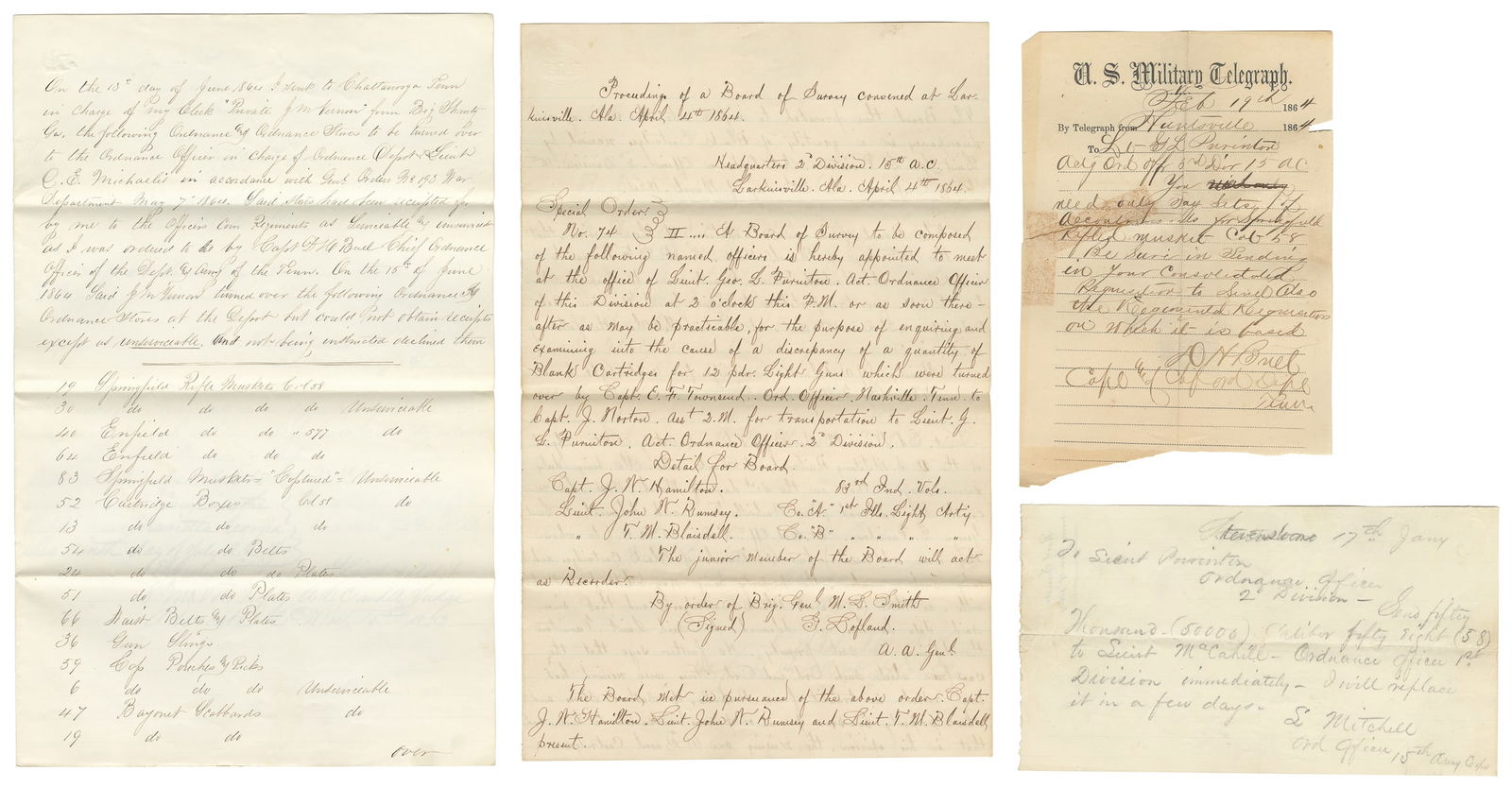 [CIVIL WAR – CONFEDERATE]. Proceedings of a Board of Survey... (1 of 4)