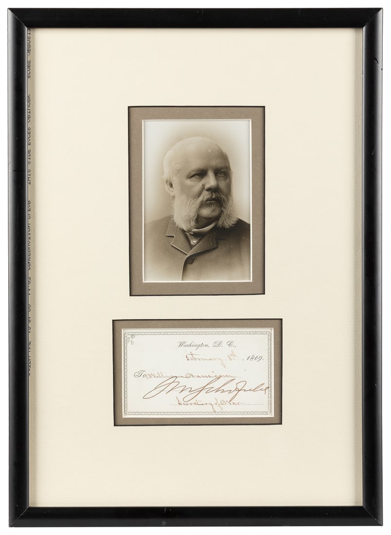 SCHOFIELD, John (1831-1906). Signed Card. Washington, D.C.:... (1 of 1)