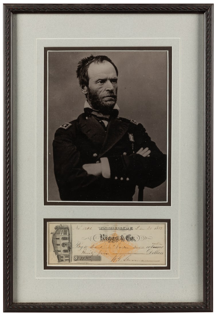 SHERMAN, William T. (1820 – 1891). Signed check to notable ...: SHERMAN, William T. (1820 – 1891). Signed check to notable dentist. Washington, D.C.: January 30, 1883. Personal check, signed “W.T. Sherman,” payable to Daniel McFarlan, Dentist, fo