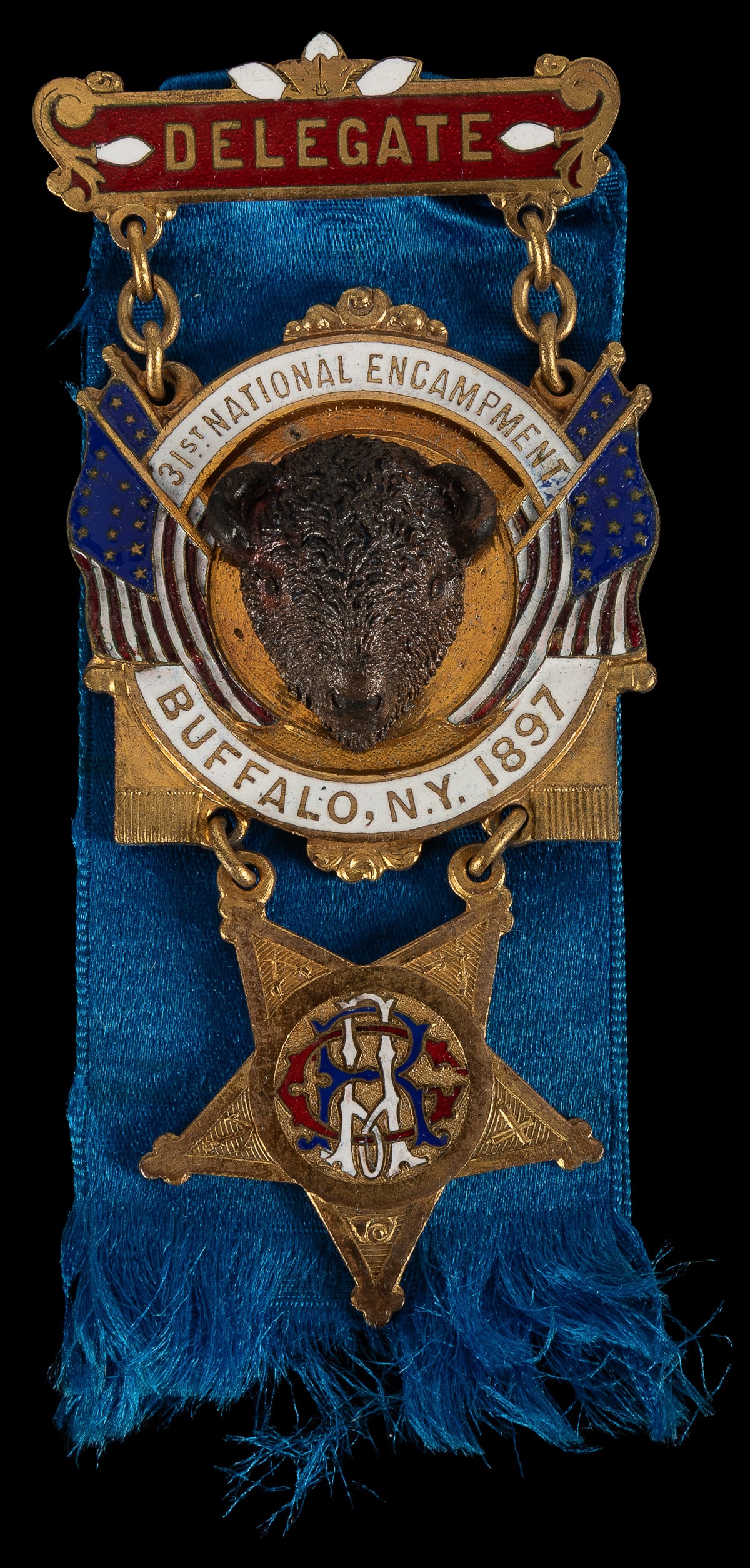 G.A.R. 31st National Encampment 1897 Delegate Pin. Gilt ena... (1 of 1)