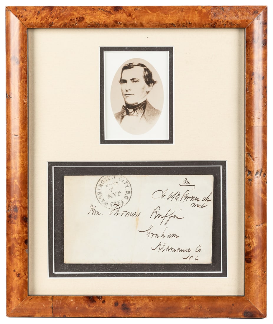 BRANCH, Lawrence O’Bryan (1820 – 1862). Addressed and frank... (1 of 1)