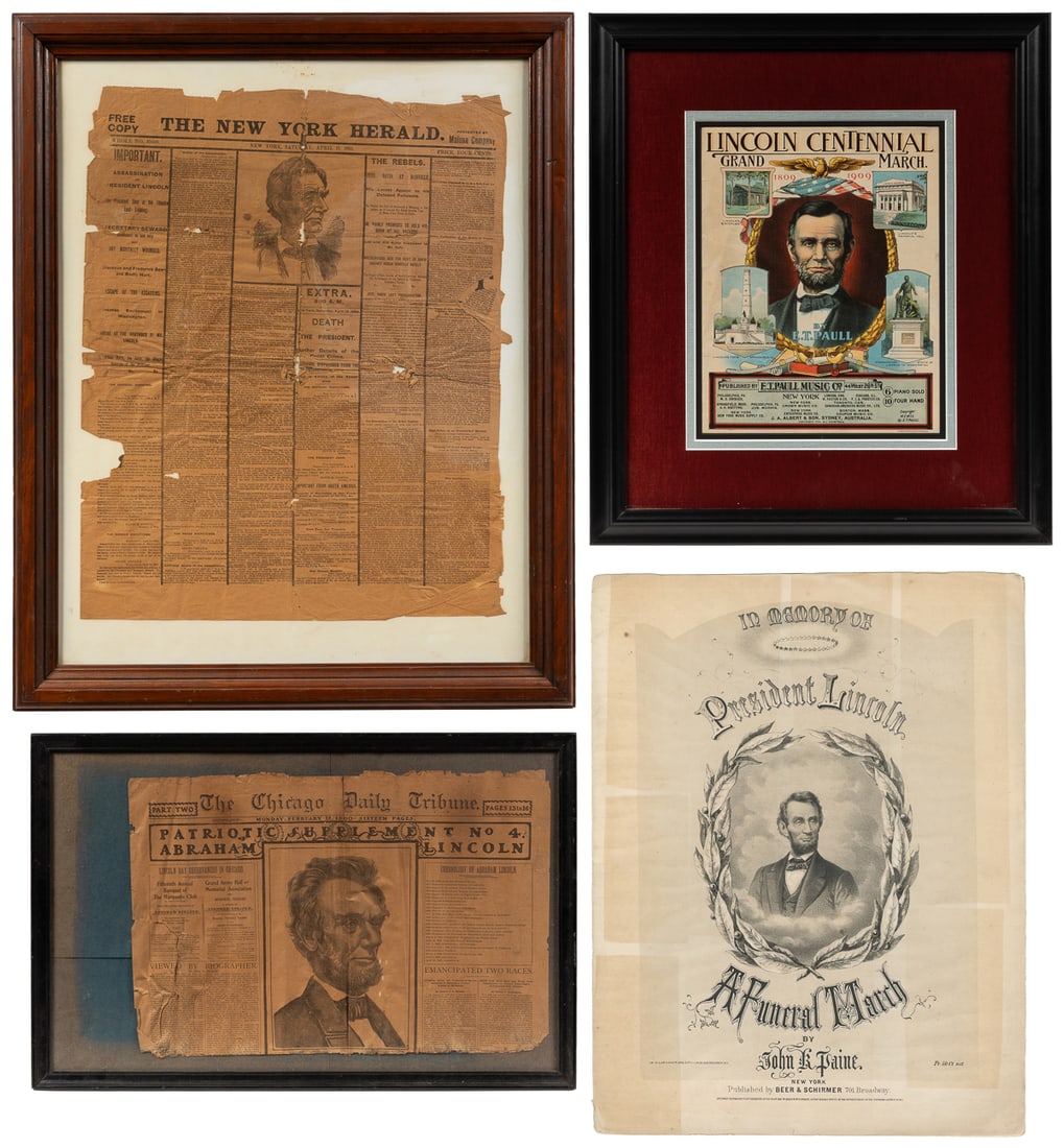 [LINCOLN, Abraham]. Group of 4 newspapers and sheet music. ... (1 of 5)