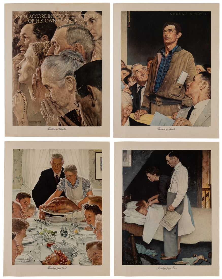 ROCKWELL, Norman (1894 – 1978). The Four Freedoms. 1943. Co... (1 of 6)