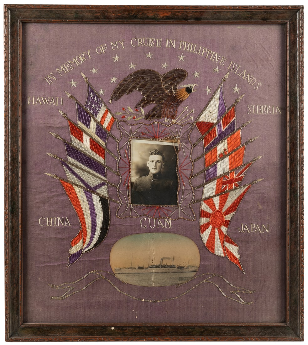 Embroidered Pictorial Souvenir of an American Sailor’s Crui... (1 of 1)