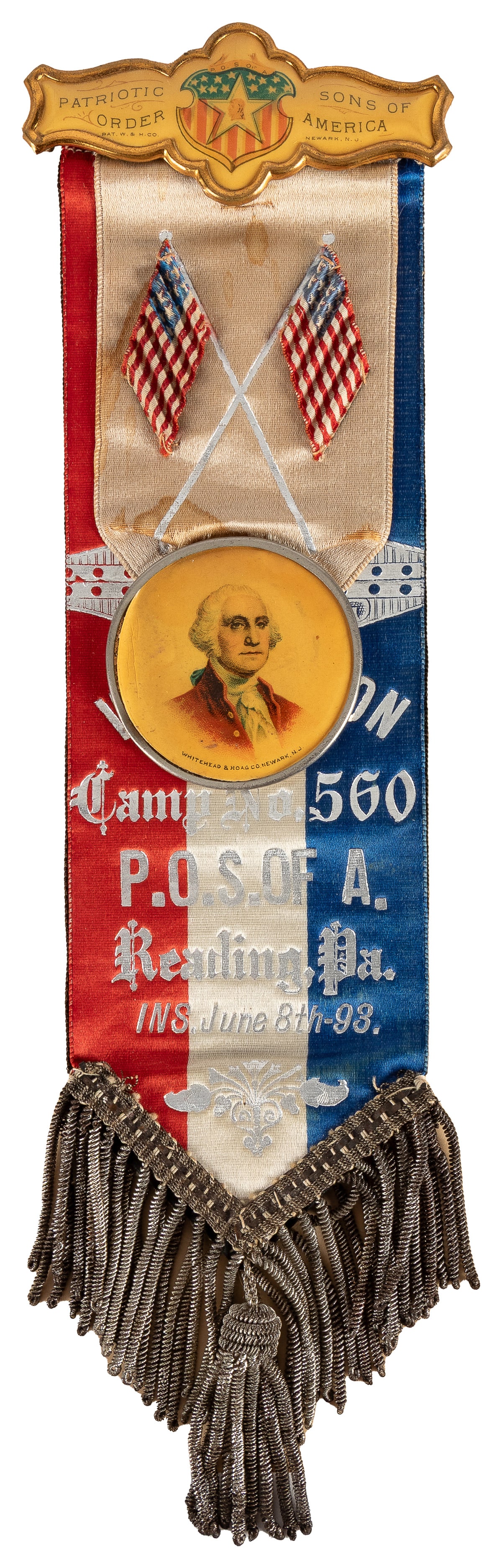 Patriotic Order Sons of America Ribbon Pin. 1893. Double si... (1 of 1)