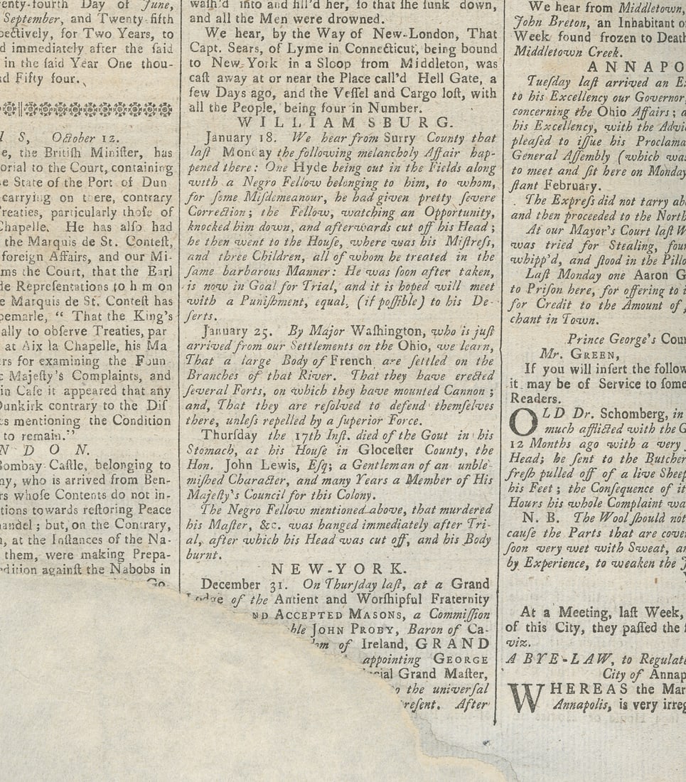 The Maryland Gazette, Numb. 457. Annapolis: Jonas Green, Fe... (1 of 2)
