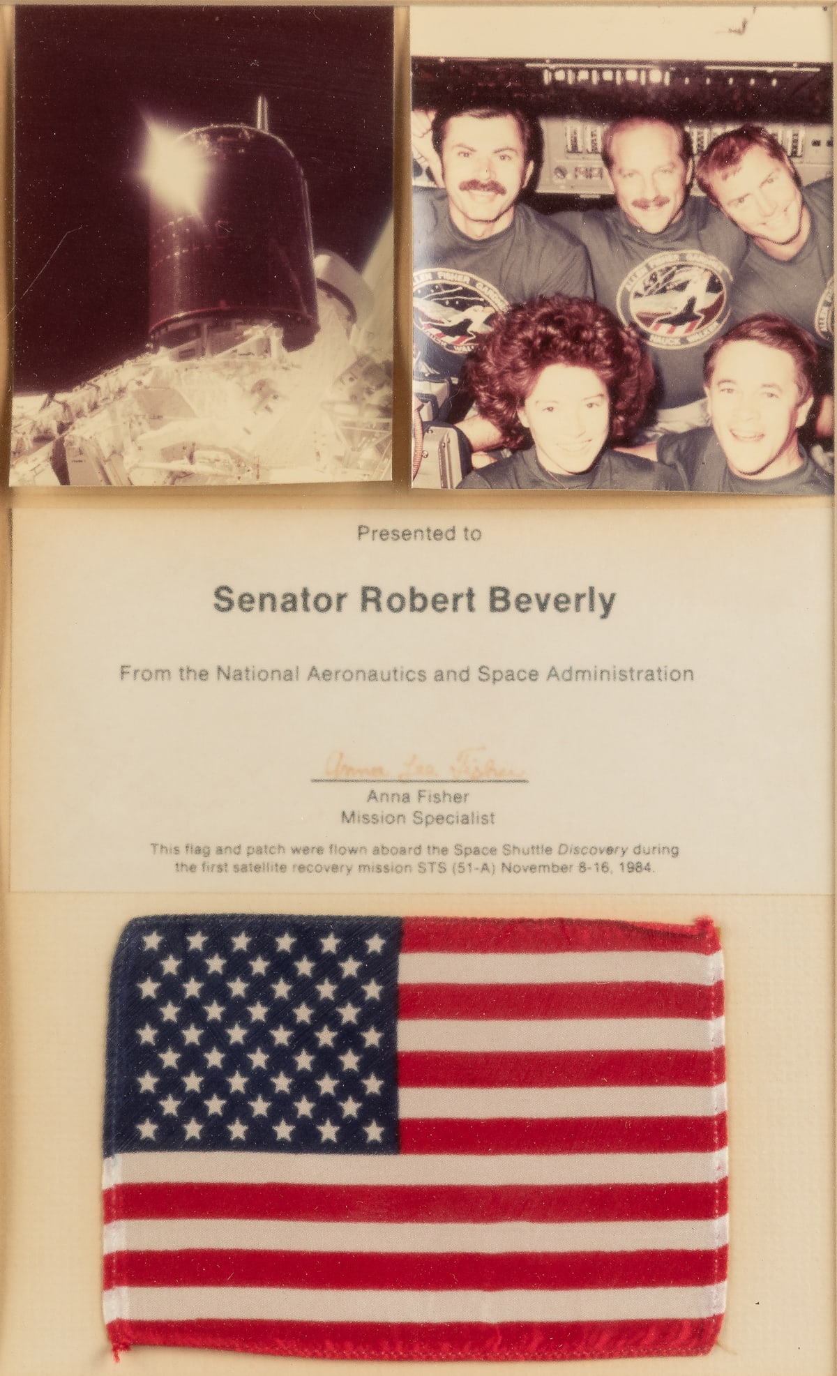 [NASA]. Flag and Patch Presentation Frame from the Space Sh... - 4