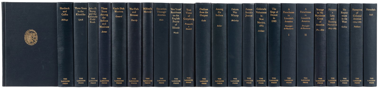 [LAKESIDE PRESS]. A group of 50 volumes from The Lakeside C...: [LAKESIDE PRESS]. A group of 50 volumes from The Lakeside Classics. Chicago: The Lakeside Press, R.R. Donnelly, v.d. (ca. 1960s-80s). Original blue or brown cloth. Small 8vos. Condition generally