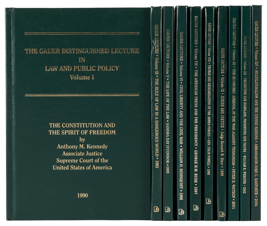 Gauer Lecture series signed by Bush, Rehnquist, O’Connor, e...: Gauer Lecture series signed by Bush, Rehnquist, O’Connor, et al. Washington, D.C.: National Legal Center for Public Interest, 1990 – 2004. Ten volumes from The Gauer Distinguished Lecture