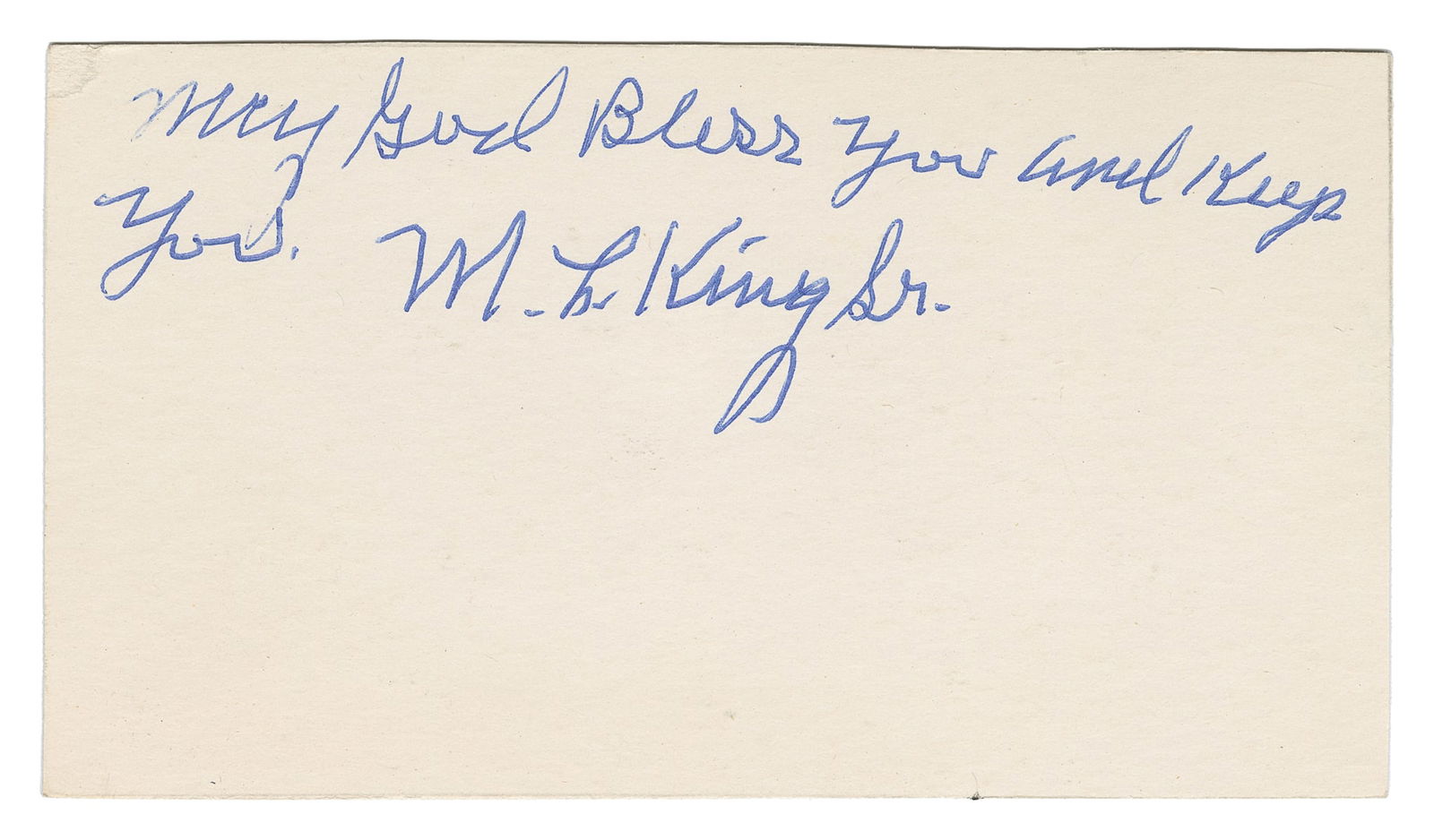 Martin Luther King Sr. signed card. Blue ink inscription an... (1 of 1)