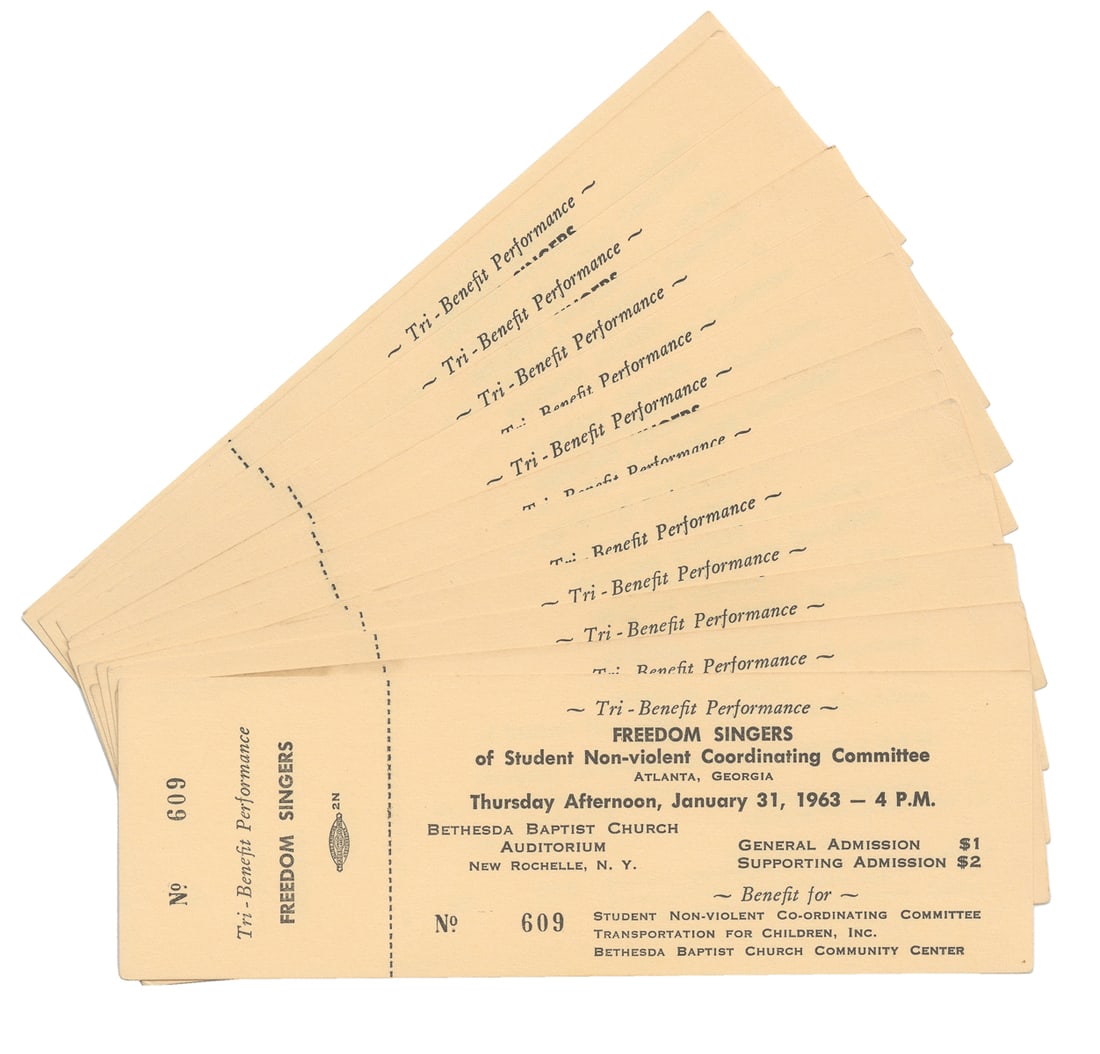 [CIVIL RIGHTS]. Group of 13 tickets to Tri-Benefit Performa... (1 of 1)