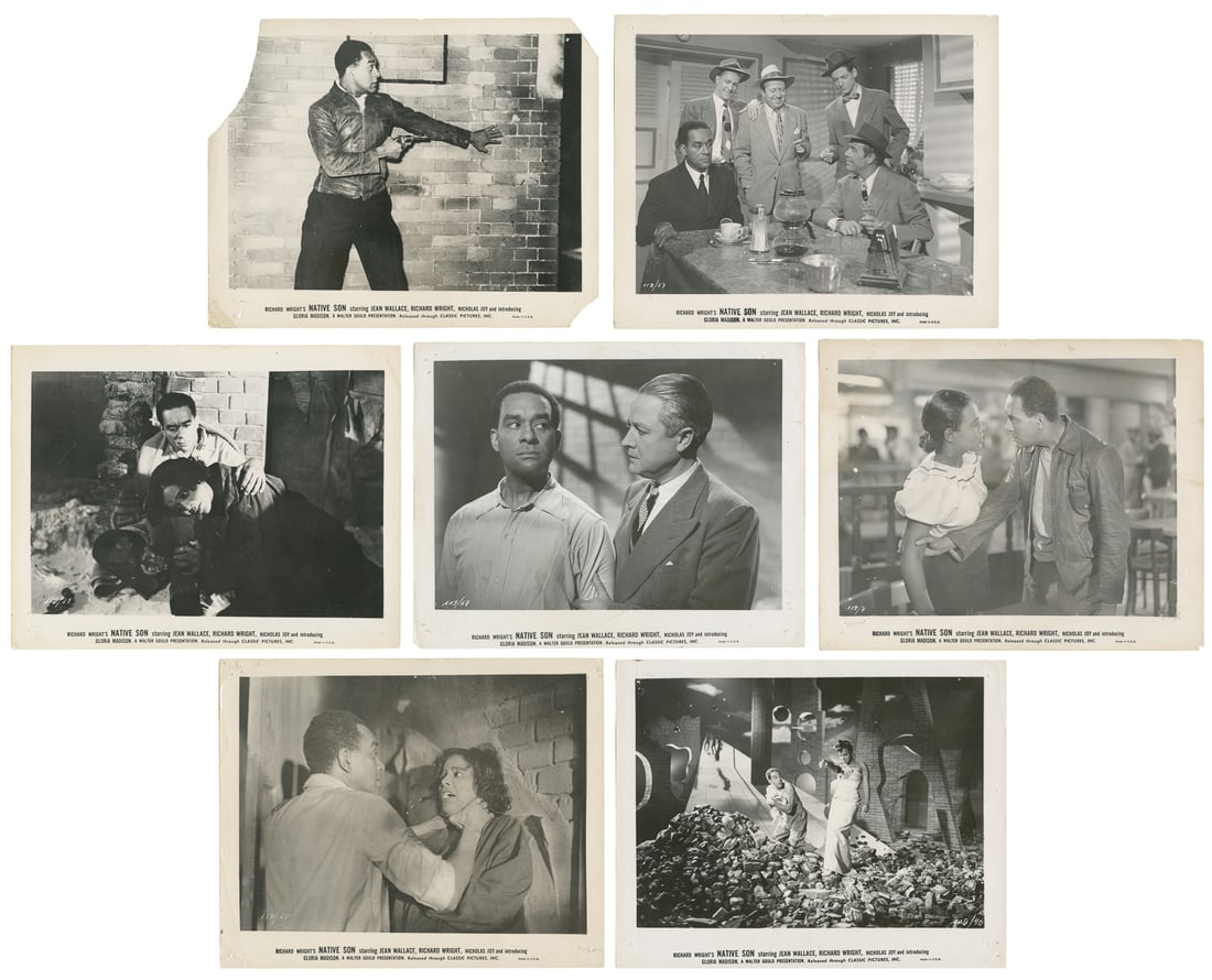 Native Son. Classic Pictures, 1951. Group of 7 film stills ...: Native Son. Classic Pictures, 1951. Group of 7 film stills (8 x 10”) for the film adaptation of Richard Wright’s novel. Wright starred in the film and co-wrote the screenplay with director